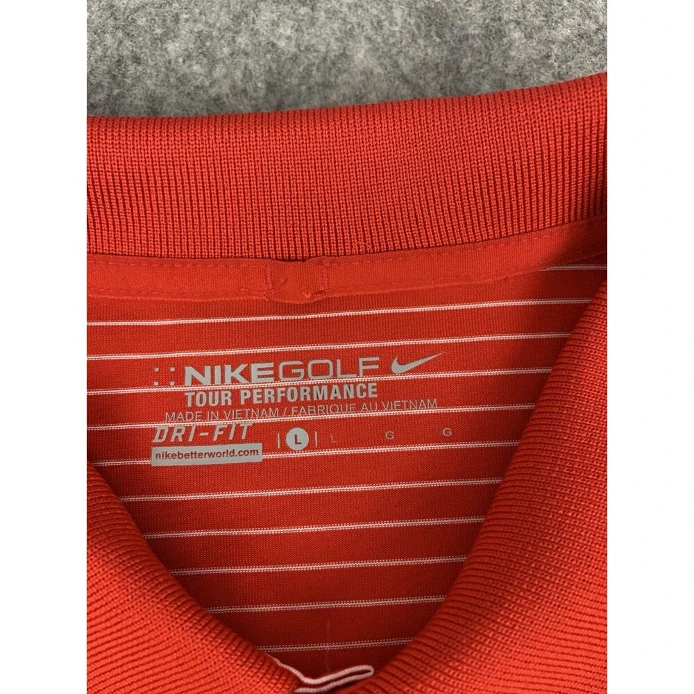 Nike Golf Dri-Fit Men's Large Golf Polo Red Striped Tour Performance, Cog Hill